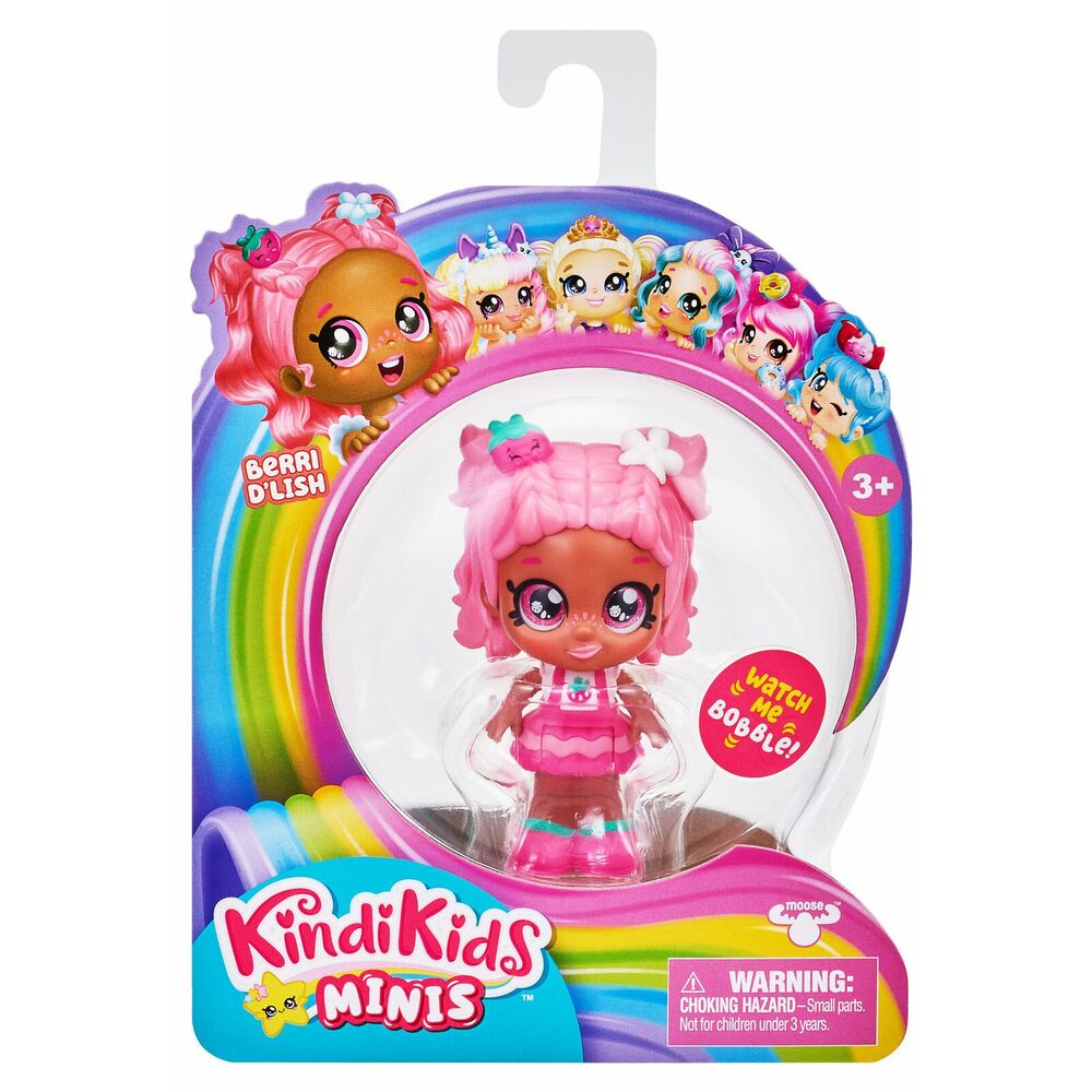 Kindi Kids Minis Berri D'Lish Posable Bobblehead Figure Doll With Glittery Eyes